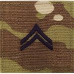 MultiCam Army E-4 CORPORAL RANK Insignia w/ Hook Fastener black Thread