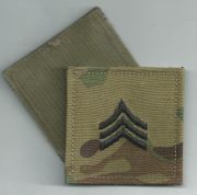 MultiCam Army E-5  SERAGEANT RANK Insignia w/ Hook Fastener black theard