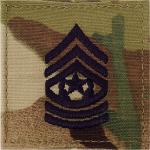 MultiCam Army E-9  COMMAND Sergeant MAJOR  RANK Insignia w/ Hook Fastener black Thread