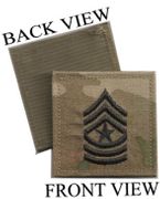 MultiCam Army E-9  Sergeant MAJOR  RANK Insignia w/ Hook Fastener black Thread