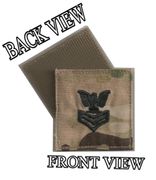 MultiCam E6 RANK Insignia BLACK LETTERS w/ Hook Fastener