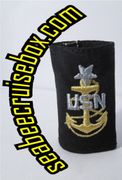NAVY COLD WEATHER PARKA TAB DEVICE: GOLD EMBROIDERED ANCHOR E8 SENIOR CHIEF PETTY OFFICER