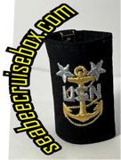 NAVY COLD WEATHER PARKA TAB DEVICE: GOLD EMBROIDERED ANCHOR E9 MASTER CHIEF PETTY OFFICER