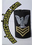 NAVY COLD WEATHER PARKA TAB DEVICE: GOLD EMBROIDERED CHEVRONS E6 FIRST CLASS PETTY OFFICER