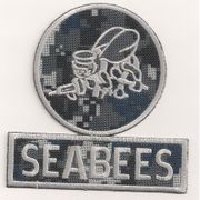 Navy digital Camo seabee Patch (gun Left) 3-Color Silver
