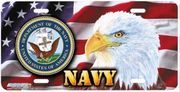Navy Flag Illuminations Airbrush License Plate 