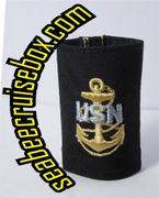 NAVY COLD WEATHER PARKA TAB DEVICE: GOLD EMBROIDERED ANCHOR E7 CHIEF PETTY OFFICER