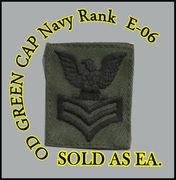 Cap Device Navy Embroidered Subdued OD Green 1st Class Petty Officer E-6
