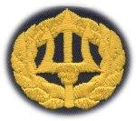 COMMAND ASHORE, Breast Device, Embroidered in Gold Thread on TAN fabric