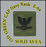 Navy Cap Device Embroidered Subdued OD Green 3rd Class Petty Officer E-4