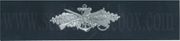 Seabee Combat Warfare Specialist, Breast Device, Enlisted, Embroidered in Sliver Thread on BLUE coverall fabric