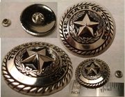 STATE OF TEXAS Silver color Concho with ROPE EDGE rivet  1 1/4"