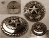 STATE OF TEXAS Silver color  Concho with ROPE EDGE Rivet 1"