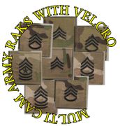 US Army Embroidered rank insignias for the MultiCam Uniforms. with hook fastener,