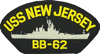 USS NEW JERSEY BB-62 HAT PATCH