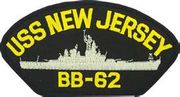 USS NEW JERSEY BB-62 HAT PATCH