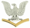 Navy Cap Device - E-4 Good Conduct Silver Eagle with Gold Chevrons