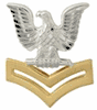 Navy Cap Device - E-5 Good Conduct Silver Eagle with Gold Chevrons