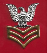 Navy Cap Device - E-6 Good Conduct Silver Eagle with Gold Chevrons