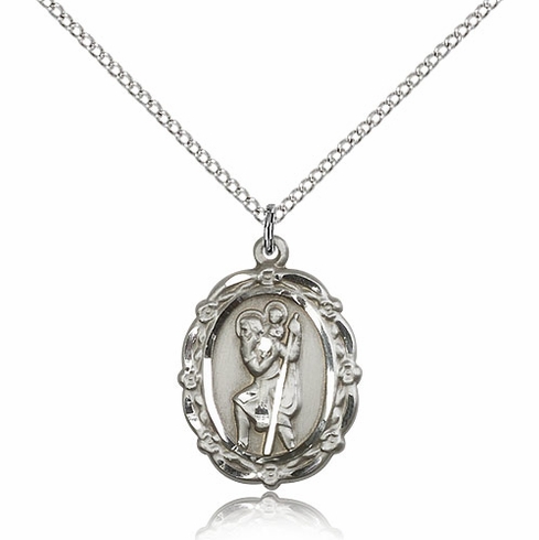 Bliss Mfg Pewter Patron Patron Saint Christopher Medal Pendant Necklace