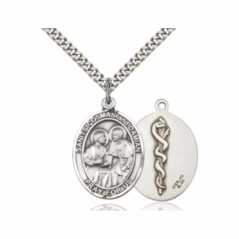 Bliss St Cosmas & St Damian Doctors Sterling Pendant Necklace