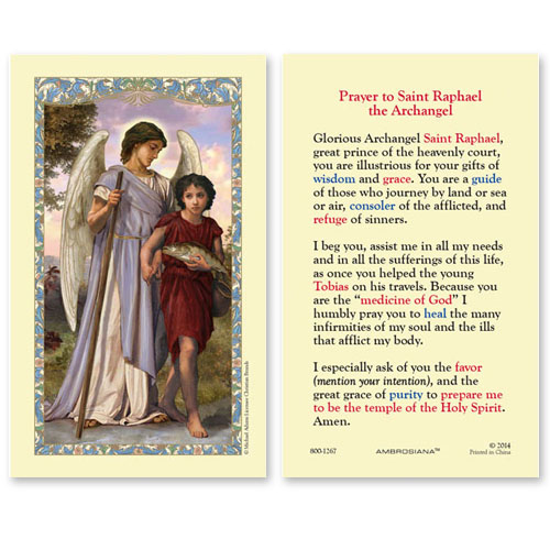 Gerffert Prayer to Saint Raphael the Archangel Holy Card 25pkg Gift Set