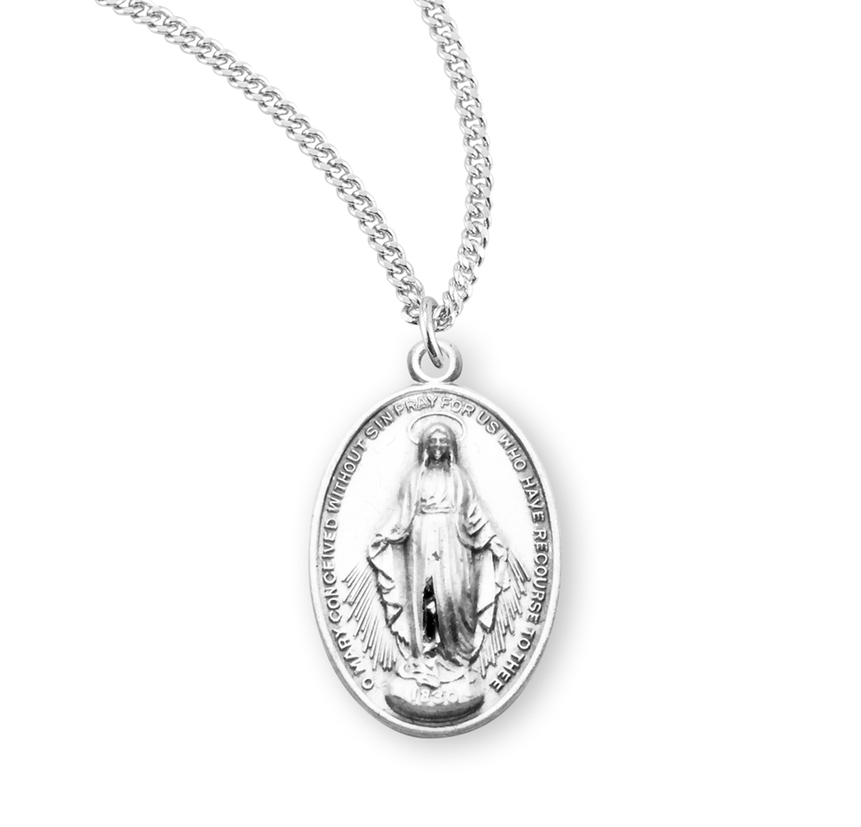 HMH Religious Oval Miraculous Medal Necklace