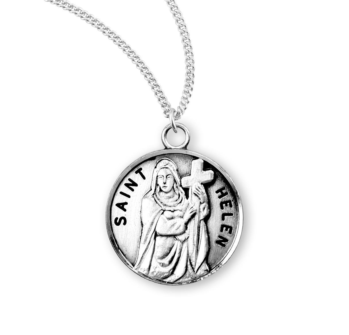 Catholic Religious Patron Saints Sterling Silver St Helen Medal Necklace
