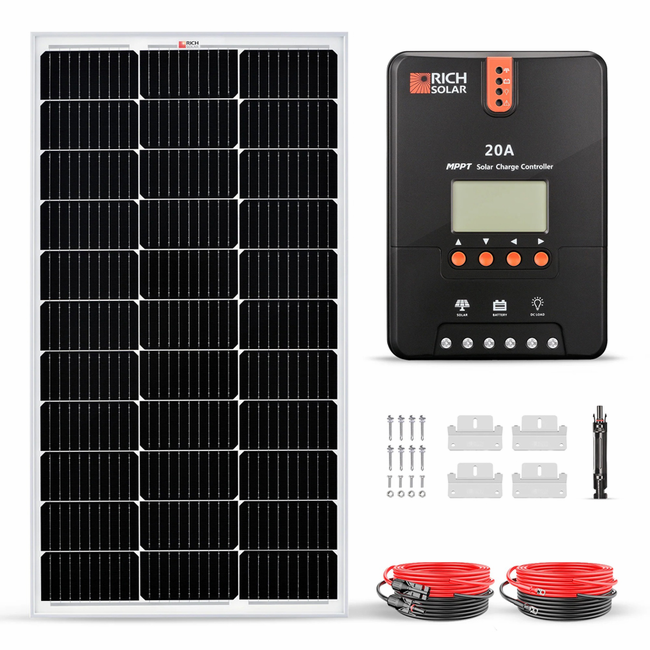 Rich Solar 100 Watt Solar Kit with 20A MPPT Charge Controller