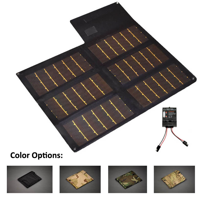 20 Watt Portable Solar Charger with 7 Amp Charge Controller Military