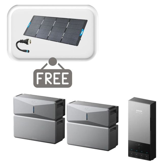 2x Anker SOLIX E10 Home Backup Systems and Power Dock Kit - 12kWh - With Free 400W Panel Power Strip and AC Generator Cable