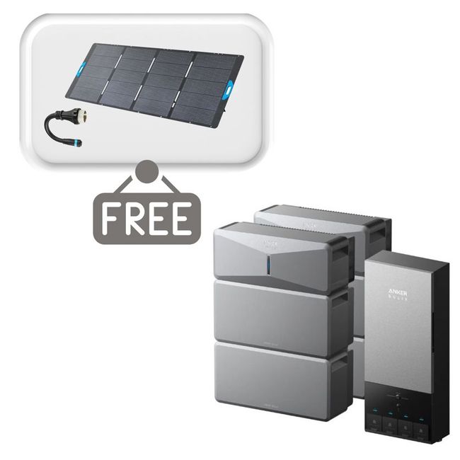 2x Anker SOLIX E10 Home Backup Systems with 2x Extra Expansion Batteries and Power Dock Kit - 24kWh - With Free 400W Panel Power Strip and AC Generator Cable
