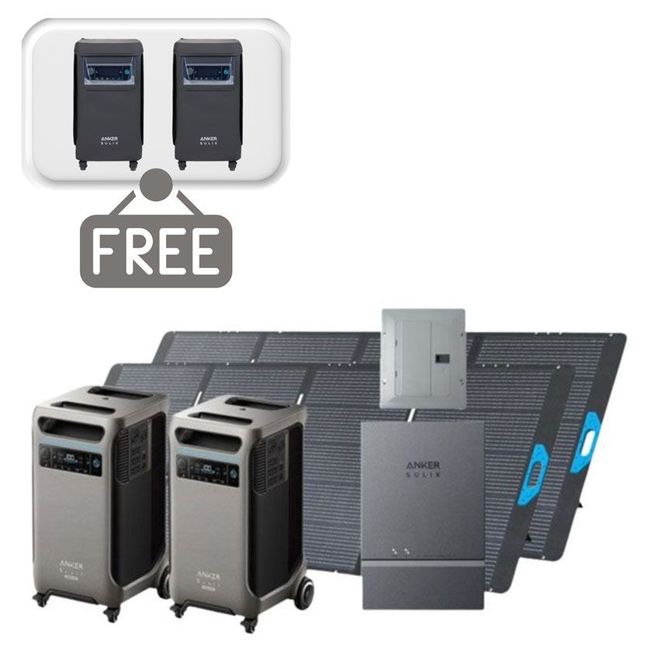 2x Anker SOLIX F3800 Plus Automatic Home Power Panel Kit with 2x 400W Solar Panels - With 2x FREE Protective Covers
