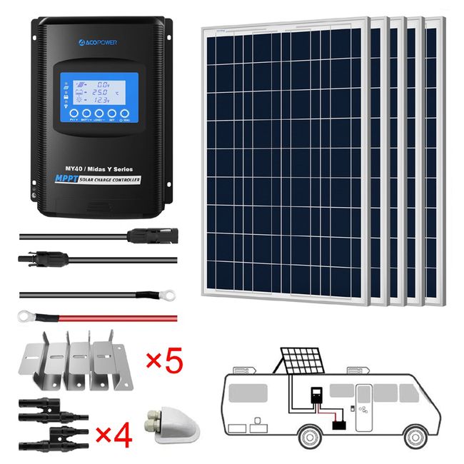 200W Monocrystalline Solar Panel Kit – 12V Battery Charger With Controller + 11-in-1 Survival Kit
