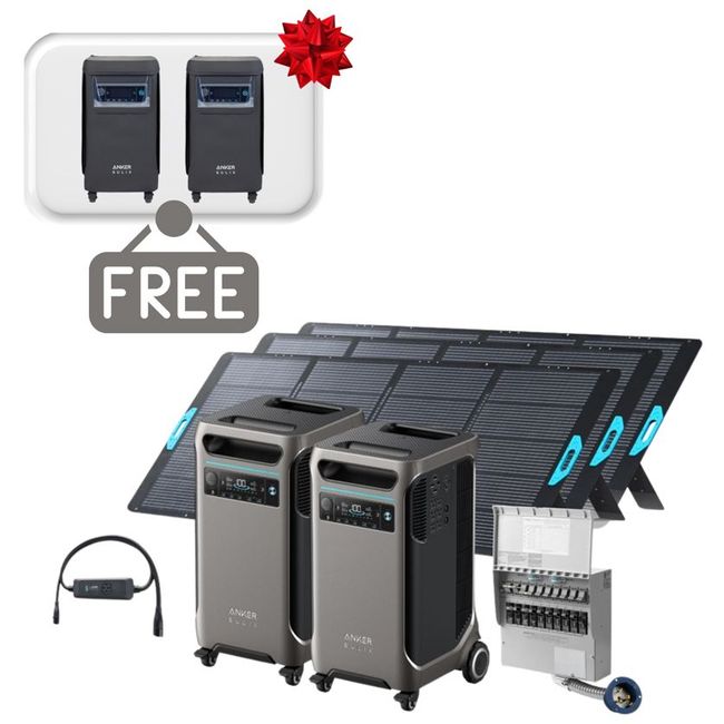 2x Anker SOLIX F3800 12 kW Double Power Hub Home Backup Kit with 3x 400W Foldable Solar Panel - Includes 2x FREE Protective Covers