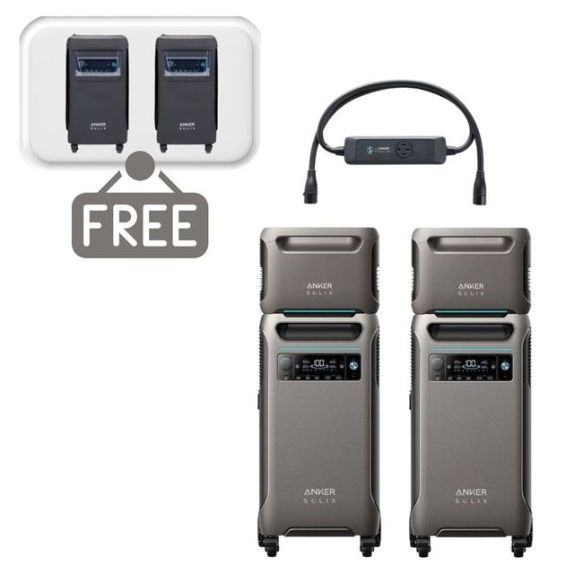 2x Anker SOLIX F3800 12 kW Double Power Hub Kit with 2x Expansion Batteries - 15Kwh Storage - Includes FREE Protective Cover