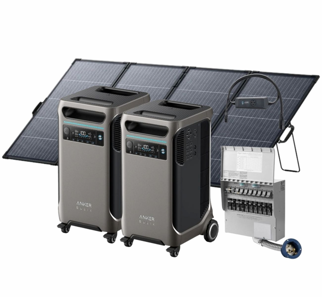 2x Anker SOLIX F3800 12 kW Double Power Hub Home Backup Kit with 400W Bifacial Solar Panel
