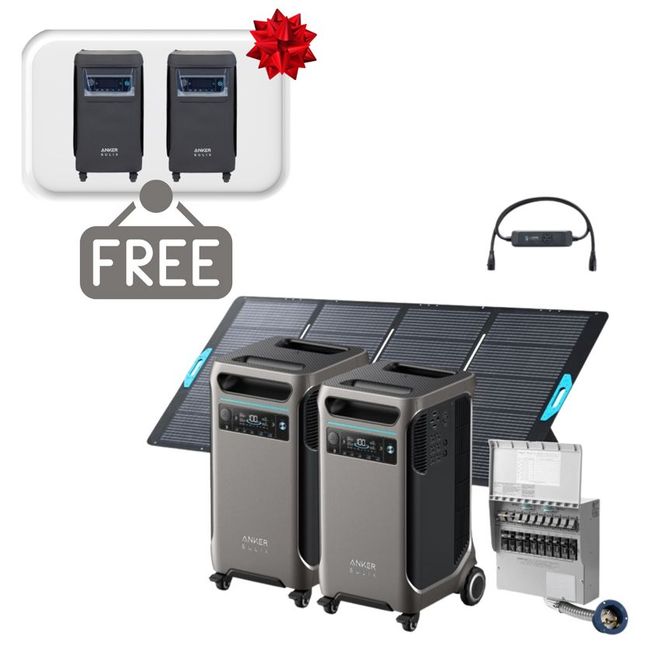 2x Anker SOLIX F3800 12 kW Double Power Hub Home Backup Kit with 2x 400W Foldable Solar Panel - Includes 2x FREE Protective Covers