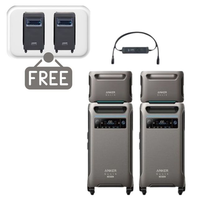 2x Anker SOLIX F3800 Plus 12 kW Double Power Hub Kit with 2x Expansion Batteries - 15Kwh Storage - Includes 2x FREE Protective Covers