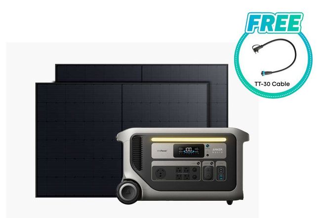 Anker SOLIX F3000 Portable Solar Generator Kit with 2x 410W Rigid Anker Solar Panels - 3072 Watt Hours - Includes FREE TT-30 Cable