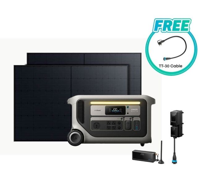 Anker SOLIX F3000 Solar Generator Kit with 2x 410W Rigid Solar Panels & Power Saver Kit - Includes FREE TT-30 Cable