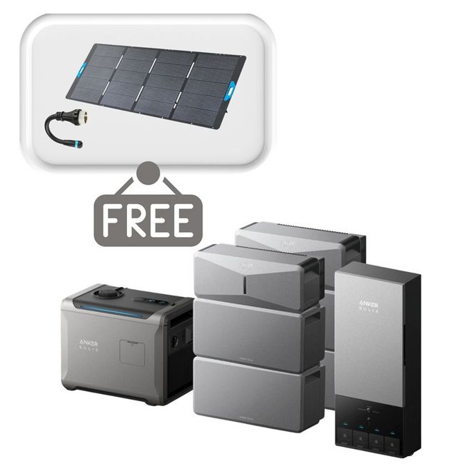 2x Anker SOLIX E10 Smart Home Backup Systems Plus 2x Expansion Batteries - 24 kWh - with Smart Generator 5500 - Tri Fuel & Power Dock - With Free 400W Panel Power Strip and AC Generator Cable