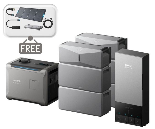2x Anker SOLIX E10 Smart Home Backup Systems Plus 2x Expansion Batteries - 24 kWh - with Smart Generator 5500 - Tri Fuel & Power Dock - With Free 400W Panel, Power Strip, Metal Pad, Smart Gen DC Cable and AC Generator Cable