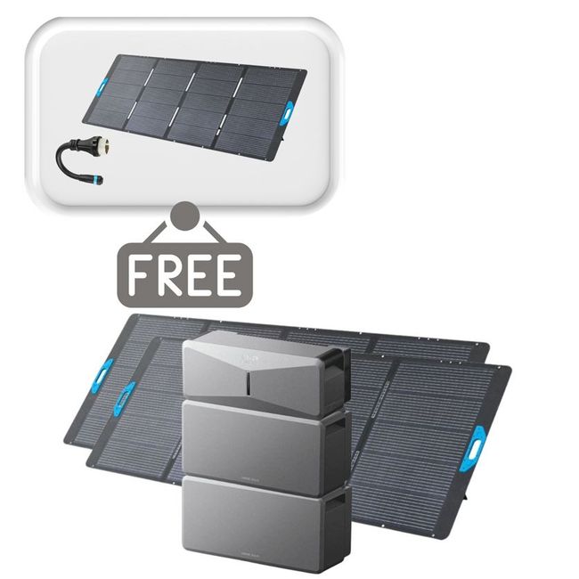 Anker SOLIX E10 Smart Home Backup System with Expansion Battery - 12kWh and 2x 400W Solar Panel - With Free 400W Panel Power Strip and AC Generator Cable