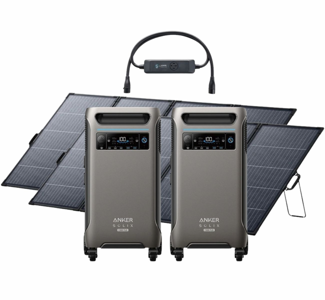 2x Anker SOLIX F3800 Plus Solar Generator 12 kW Double Power Hub Kit - With 2x 400W PS400 Bifacial Solar Panels