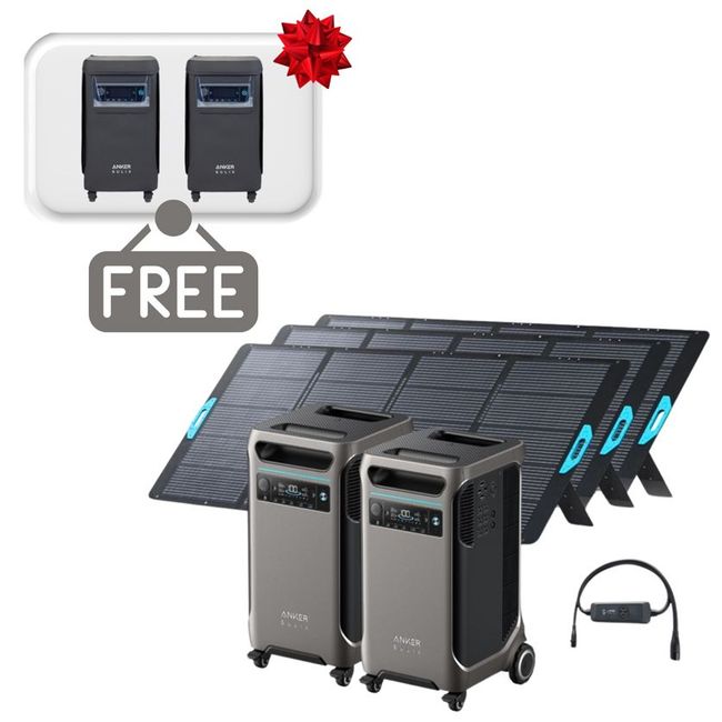 2x Anker SOLIX F3800 12 kW Double Power Hub Solar Generator Kit - With 1200W Solar Panel - Includes 2x FREE Protective Covers