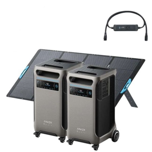 2x Anker SOLIX F3800 12 kW Double Power Hub Solar Generator Kit - With 400W Solar Panel