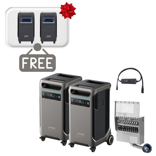 2x Anker SOLIX F3800 12 kW Double Power Hub Home Backup Kit - Includes 2x FREE Protective Covers