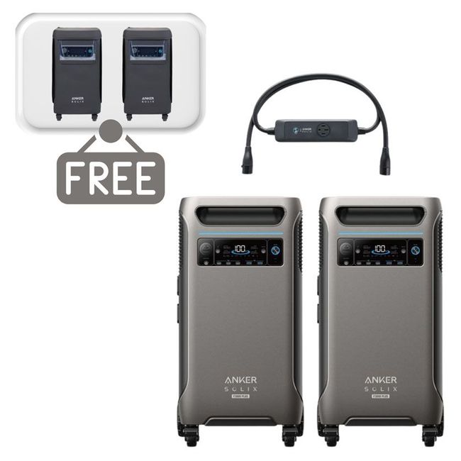 2x Anker SOLIX F3800 Plus 12 kW Double Power Hub Kit - With 2x FREE Protective Covers