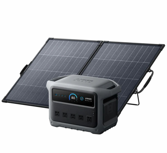 Anker SOLIX C1000 Gen2 Portable Solar Generator with PS200 Bifacial Portable Solar Panel